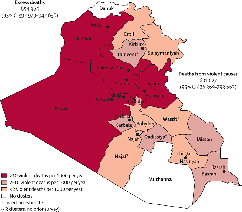 Death rates due to violent causes per Governorate